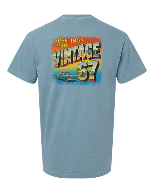 Vintage 67 Greeting Postcard Premium Comfort Color Garment-Dyed T-Shirt #1717