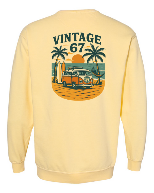 Vintage 67 Beach Bus Comfort Colors Unisex Garment-Dyed Crewneck Sweatshirt