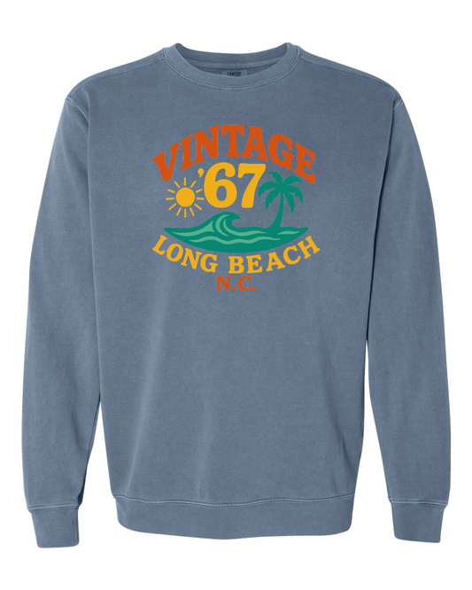 Vintage 67 Long Beach NC Premium Comfort Colors Unisex Garment-Dyed Crewneck Sweatshirt